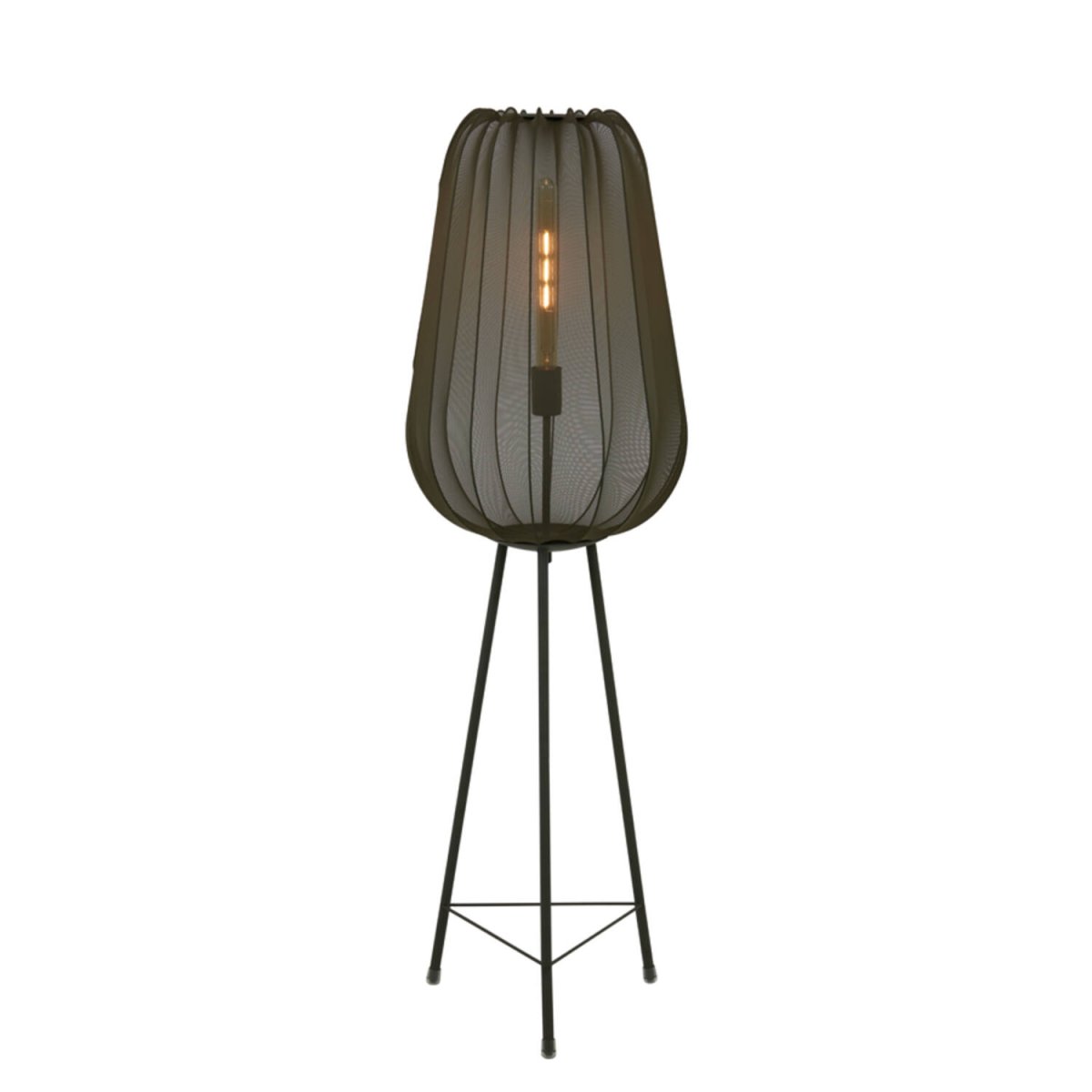 Plumeria Verde oscuro lámpara de pie De Light & Living - La pantalla de malla decorativa garantiza una hermosa distribución de la luz en toda la habitación cuando la lámpara está encendida.