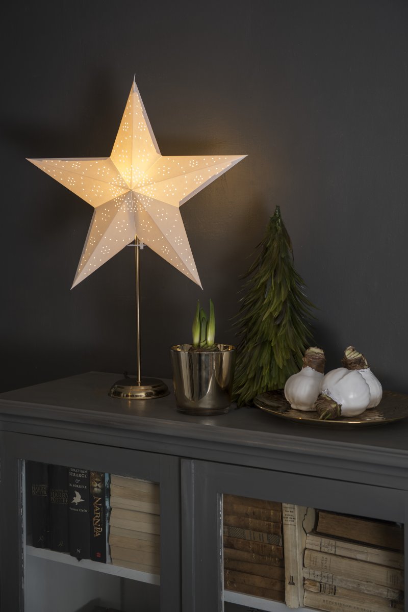 Estrella de papel Ø47 Blanco De Konstsmide - Crea un ambiente elegante y festivo de Adviento con esta estrella de Adviento de papel blanco.