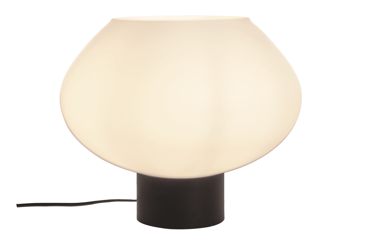 Bell 30cm Negro lámpara de mesa De Aneta Lighting - L&aacute;mpara de sobremesa Bell realizada en metal lacado en negro y pantalla de cristal blanco opal.