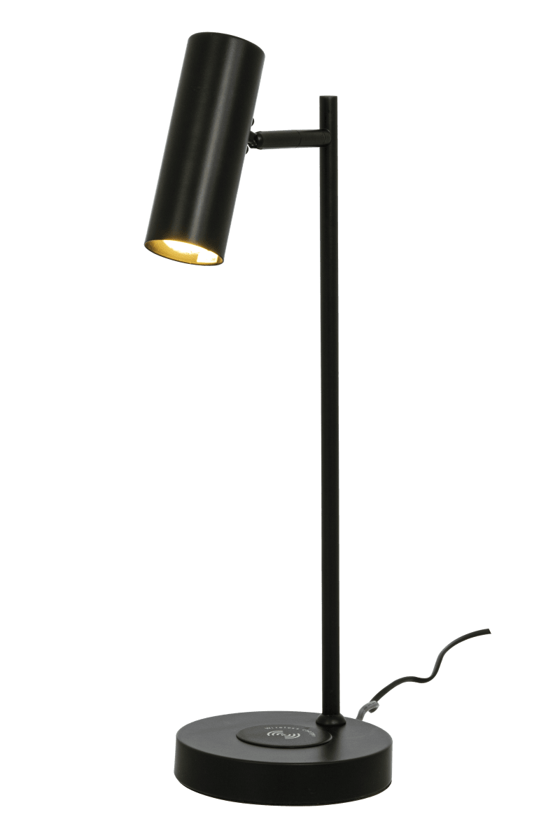 Tabela 52cm Negro lámpara de escritorio De Aneta Lighting - Con una plataforma de carga inalámbrica en la base de la lámpara y un puerto USB, puedes cargar fácilmente tus dispositivos.