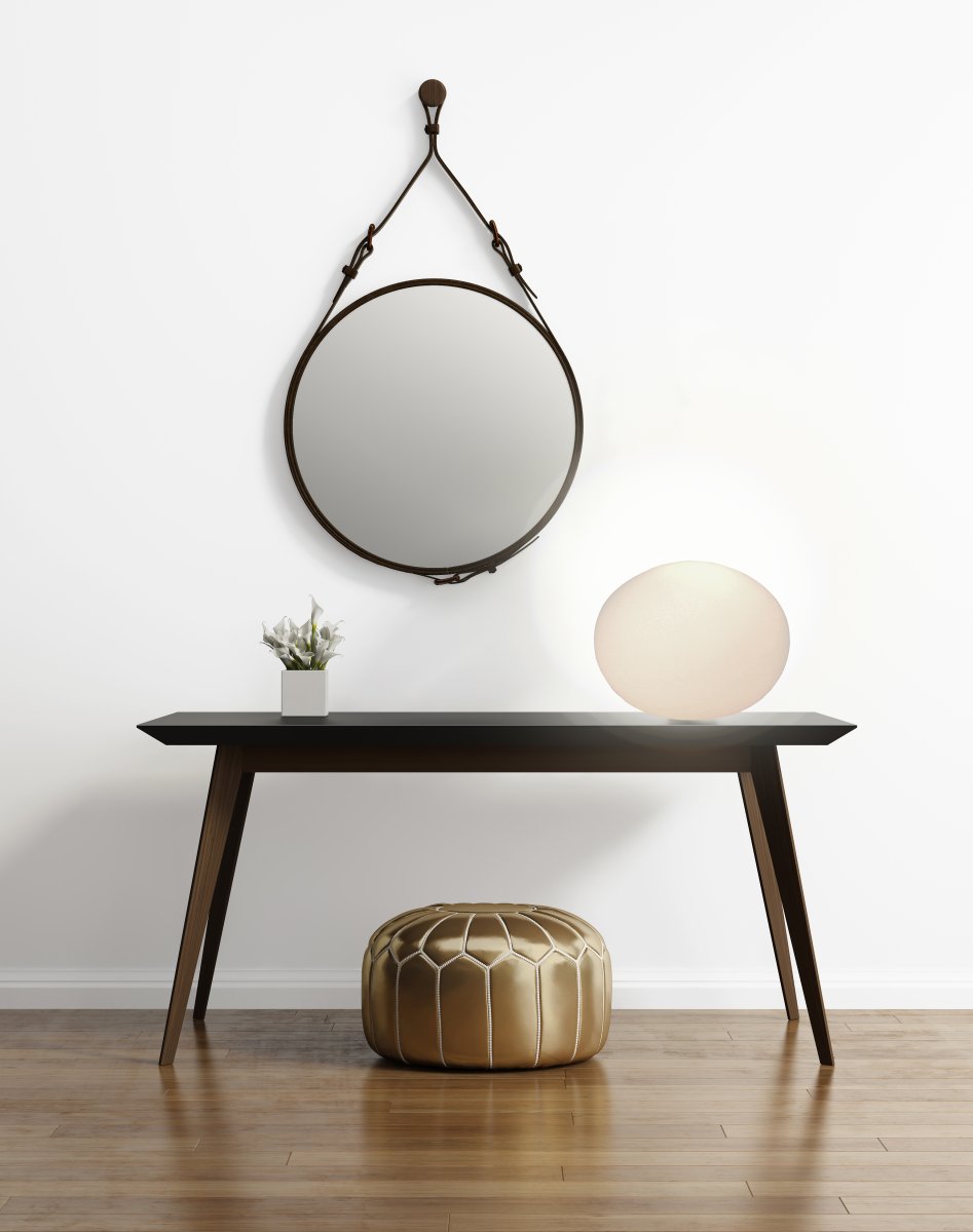 Globus 23cm Ópalo lámpara de mesa De Aneta Lighting - Lámpara de mesa globo realizada en cristal blanco opalino con fuente de luz en el interior de la esfera de cristal, que proporciona una luz decorativa y acogedora.
