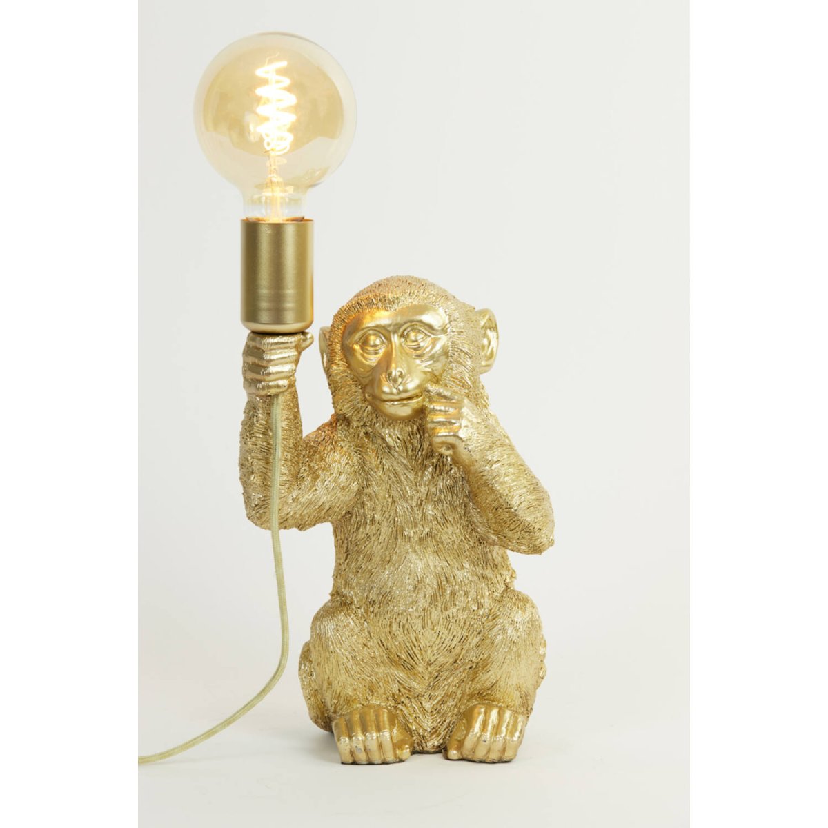 Monkey 34cm Oro lámpara de mesa De Light & Living - El mono detallado con óptica dorada sostiene la bombilla y proporciona una iluminación divertida pero elegante.
