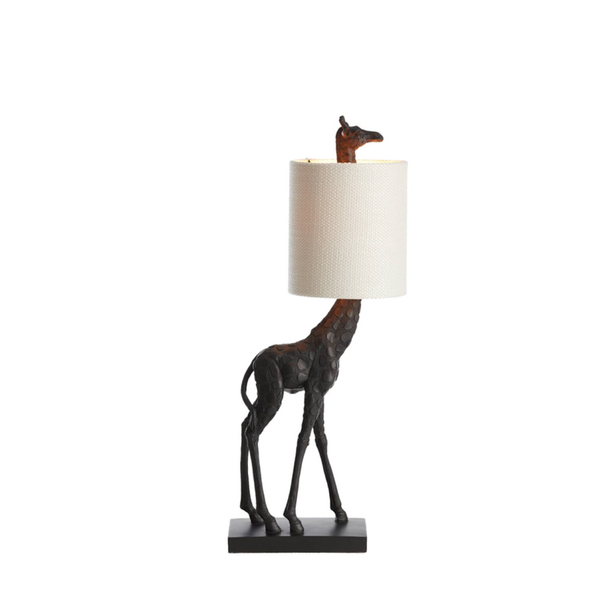 Giraffe 60cm Negro lámpara de mesa De Light & Living - La base de jirafa negra a&ntilde;ade un toque encantador, mientras que la pantalla de color blanco crema crea una luz suave y agradable.