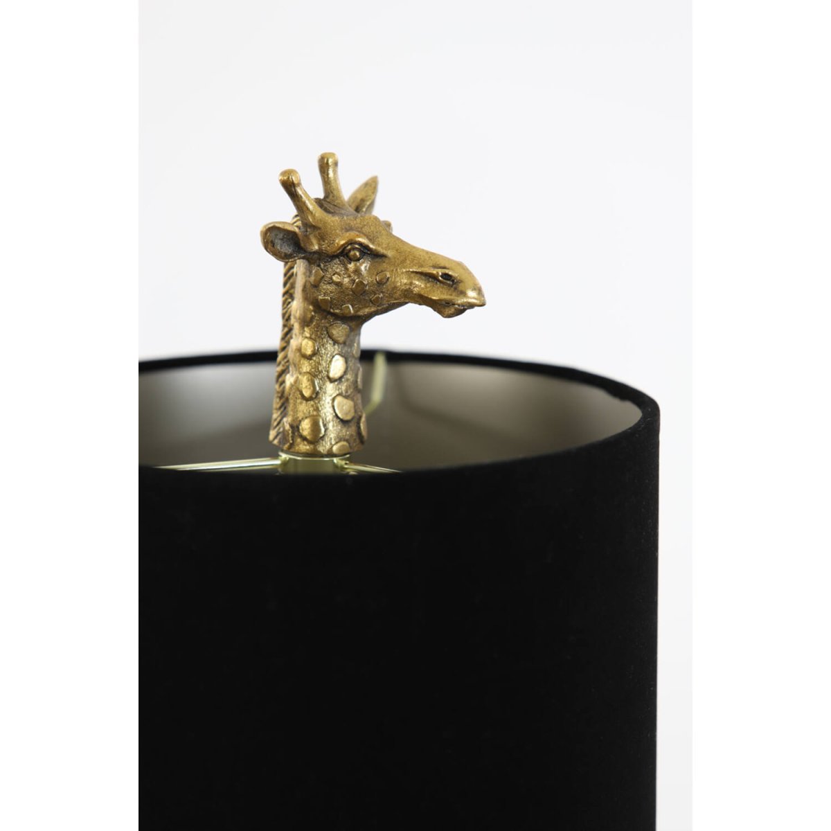 Giraffe 60cm Oro lámpara de mesa De Light & Living - El acabado dorado antiguo de la base de jirafa a&ntilde;ade un toque encantador, mientras que la pantalla de terciopelo negro crea una luz suave y agradable.