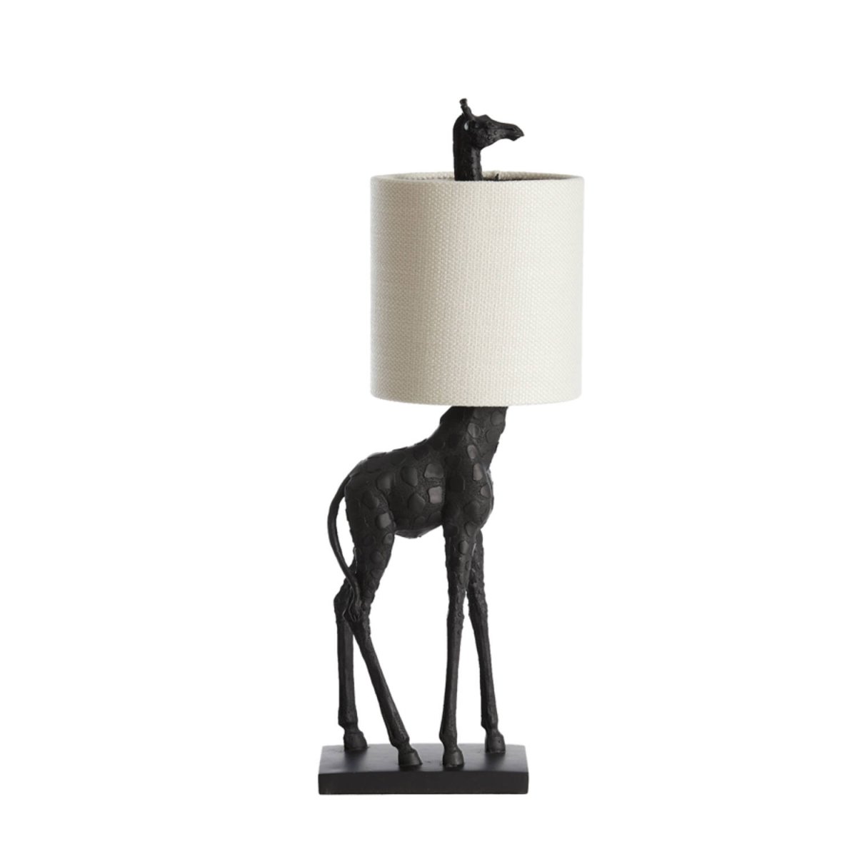 Giraffe 68cm Negro lámpara de mesa De Light & Living - La base de jirafa negra añade un toque encantador, mientras que la pantalla de color blanco crema crea una luz suave y agradable.