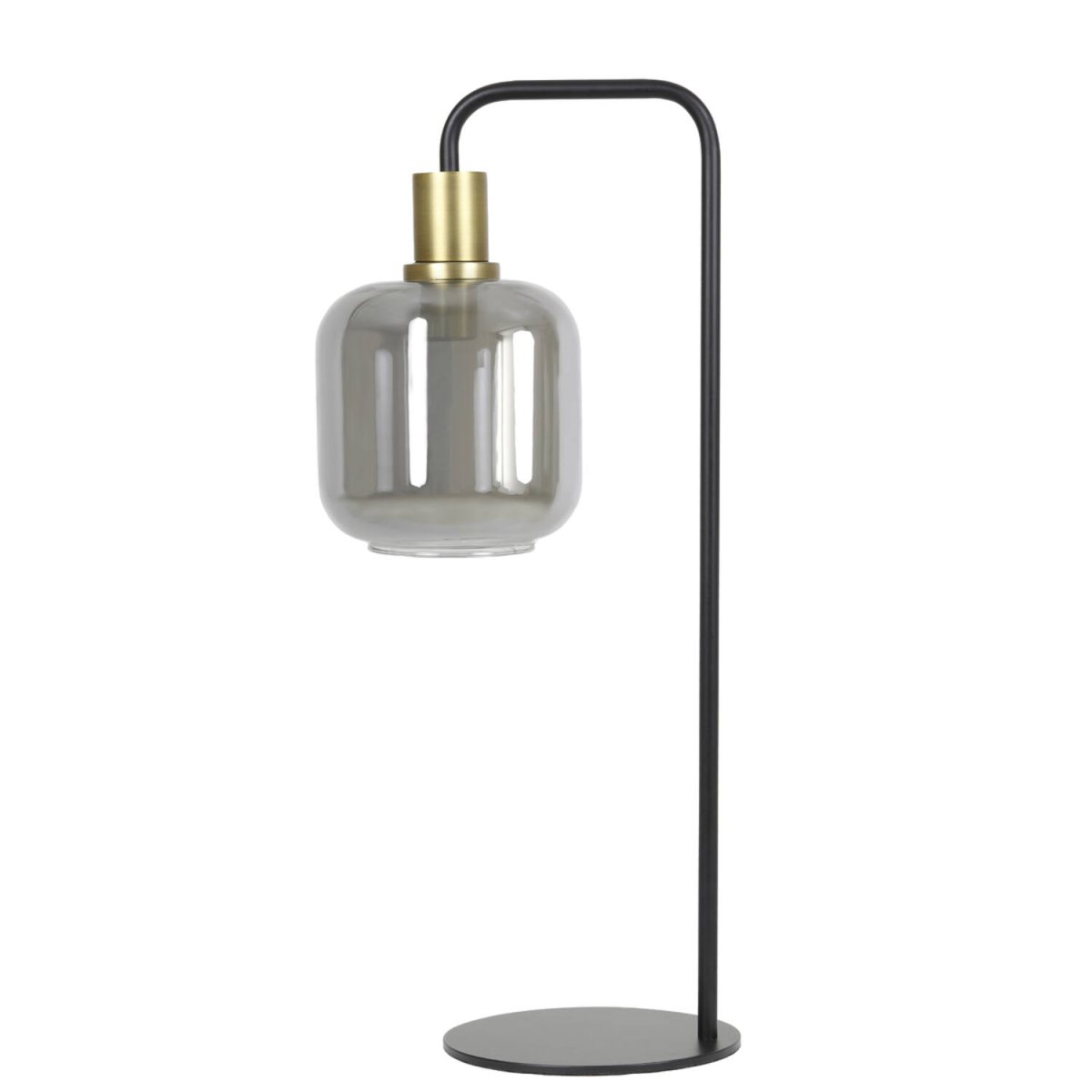 Lekar 58cm Negro lámpara de mesa De Light & Living - Lekar es una sofisticada lámpara de mesa con una moderna combinación de cristal ahumado y detalles dorados.
