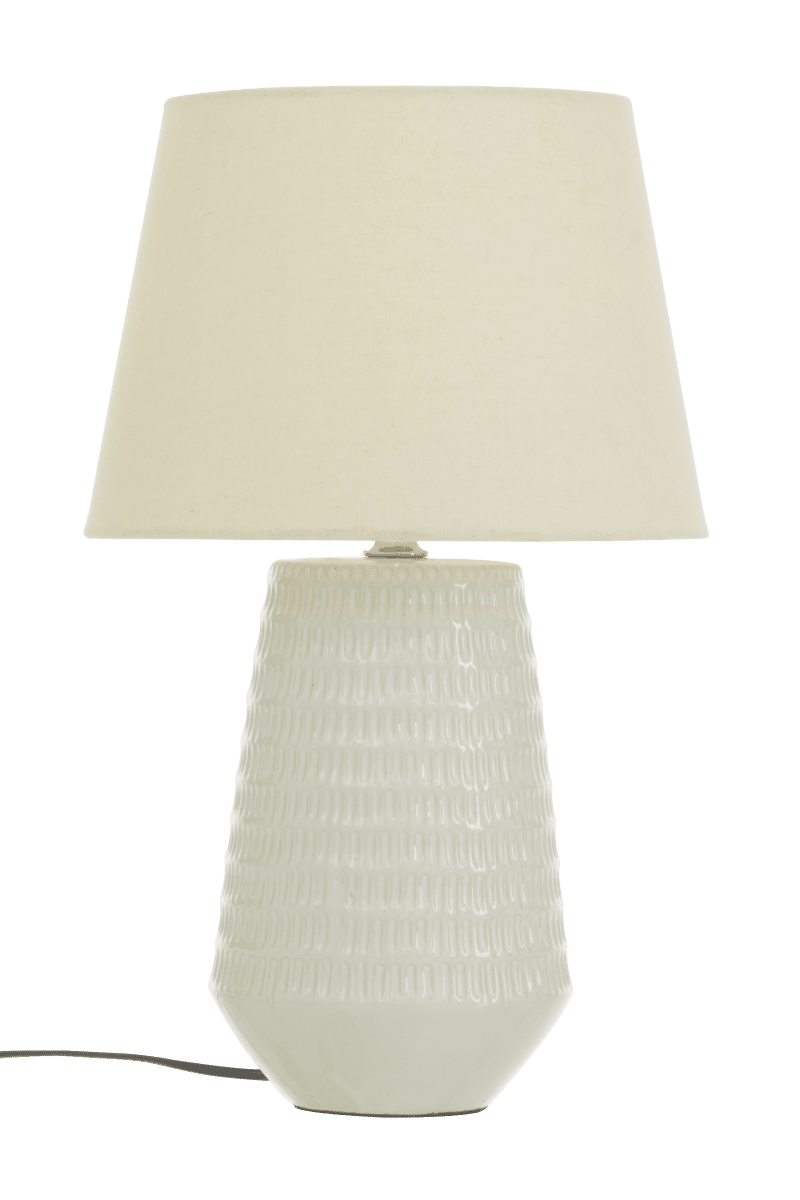 Mona 45cm Blanco lámpara de mesa De Aneta Lighting - La lámpara de mesa Mona es elegante y atemporal, con base de cerámica blanca y pantalla de tela blanca a juego.