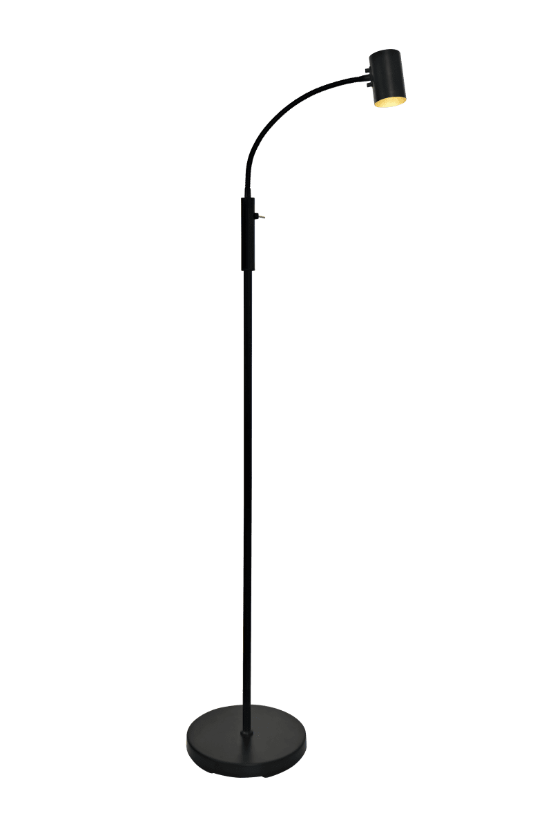 Hugin Negro lámpara de pie De Aneta Lighting - La práctica lámpara de pie Hugin, fabricada en metal, se adapta a la mayoría de los hogares gracias a su diseño minimalista.