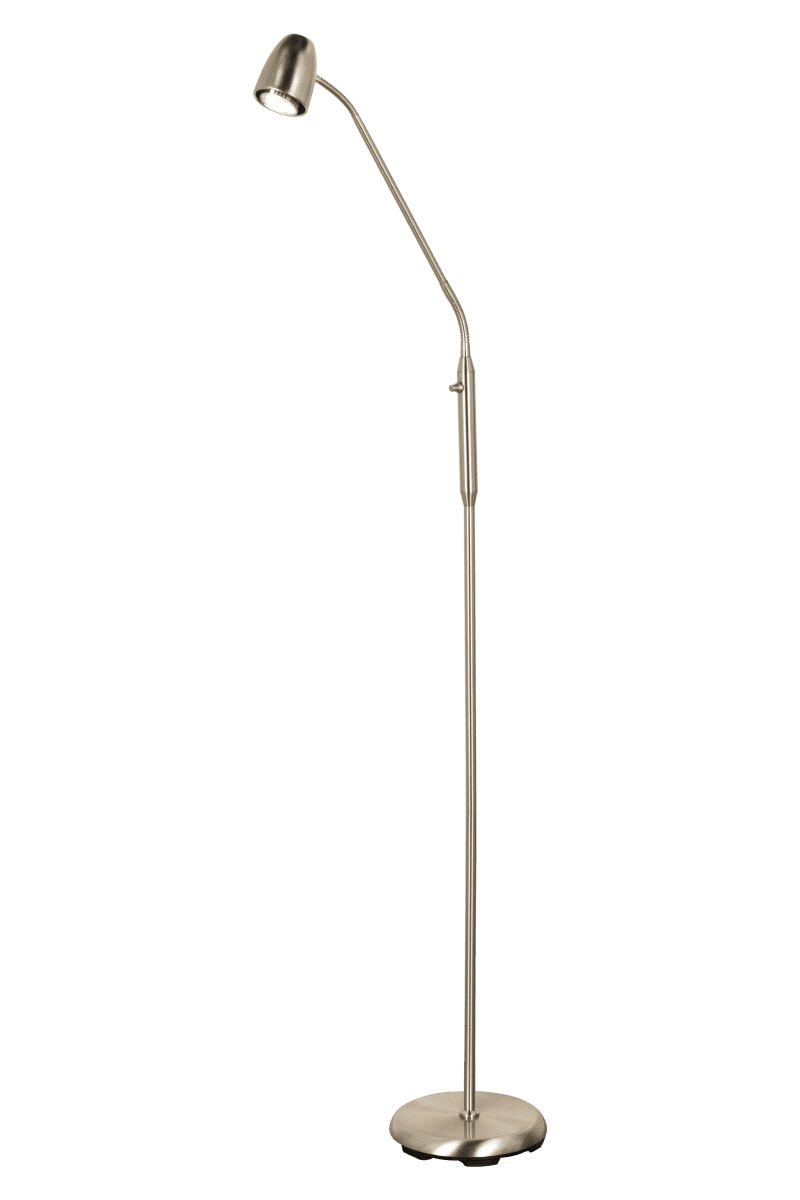 Sandnes 1 Acero lámpara de pie De Aneta Lighting - La lámpara es ideal como lámpara de lectura ya que tiene un regulador de intensidad.