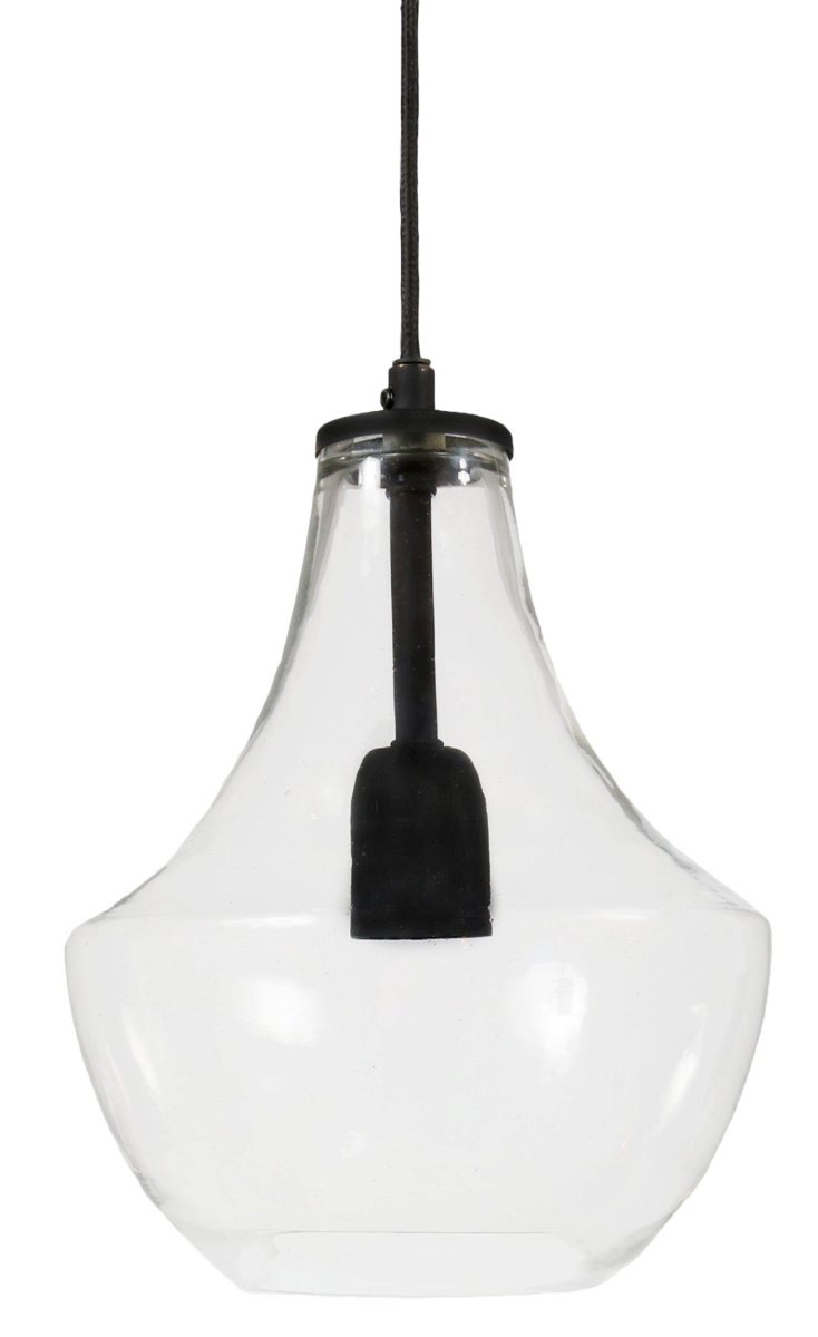 Hamilton Ø20 Transparente Lámpas de techo De PR Home - Cable textil negro de 1,5 m de longitud con cazoleta met&aacute;lica de techo para suspensi&oacute;n con gancho.