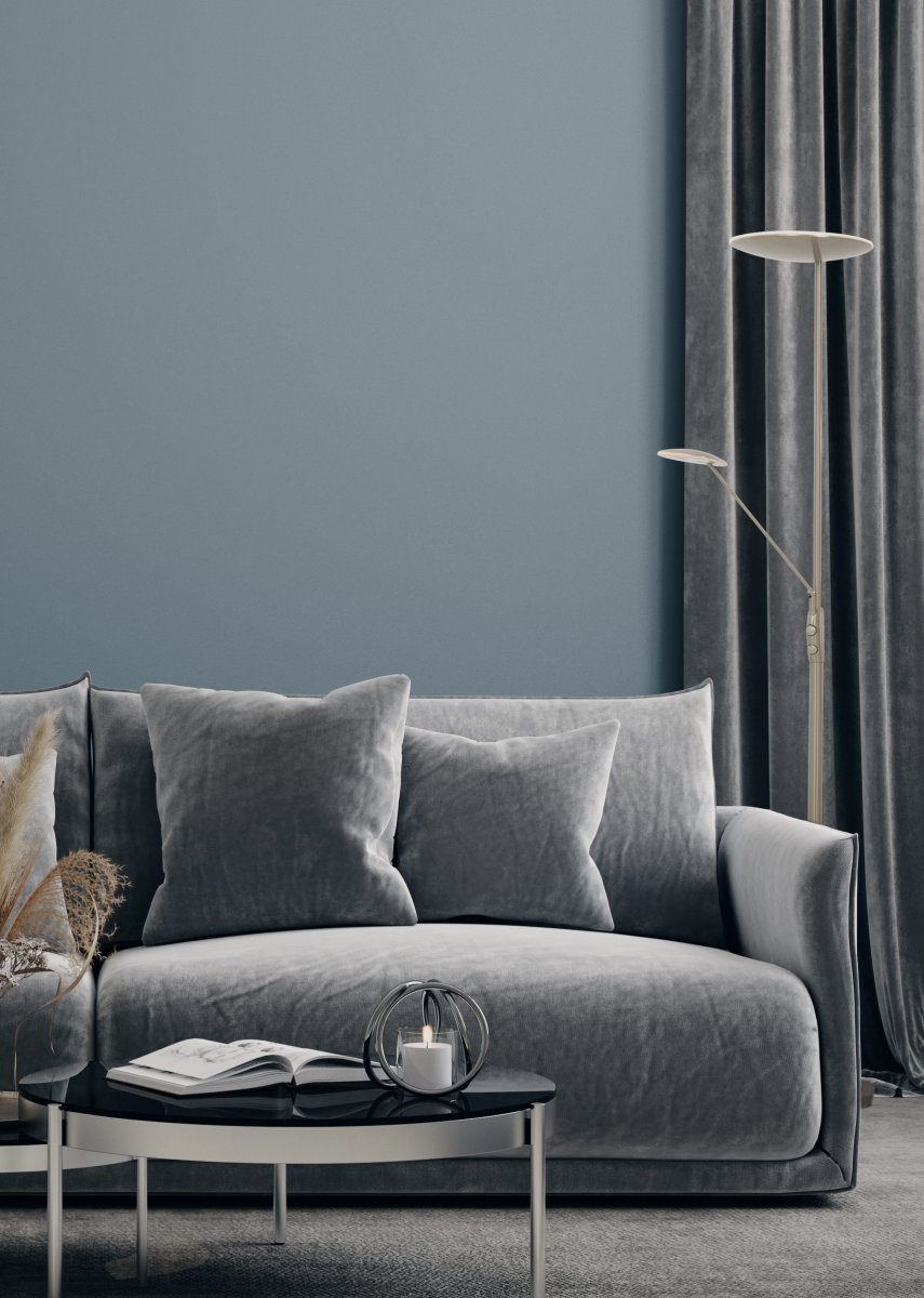 Cadiz Acero lámpara de pie De Aneta Lighting - y all&aacute; vamos con dos&aring; Reguladores de intensidad en la luz, uno para regular la luz en la parte superior y otro para el brazo de bloqueo, que tambi&eacute;n es regulable.