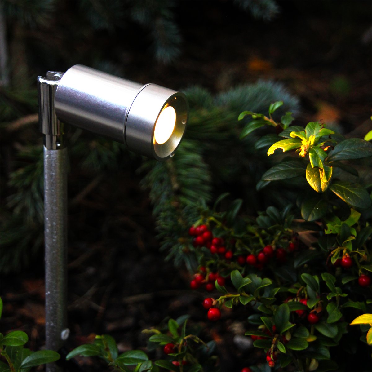 Optica Plata De Lightson - Optica es una lámpara muy pequeña adecuada para árboles y arbustos pequeños o para cualquier lugar donde desee iluminar objetos individuales, como una obra de arte o una superficie de agua.