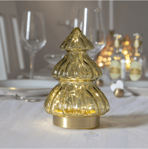 Abete Verde De Star Trading - Elegante decoraci&oacute;n de mesa en forma de &aacute;rbol de Navidad realizada en cristal verde transparente.