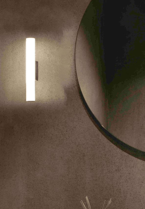 Volga Negro lámpara de baño De Faro Barcelona - Esta versi&oacute;n de 5W ofrece una fuente de luz eficiente y duradera que combina un dise&ntilde;o moderno con una funcionalidad pr&aacute;ctica para ambientes h&uacute;medos.