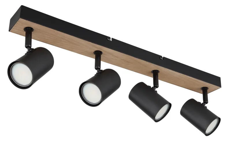 Robby 4 Naturaleza foco de techo De Globo Lighting - Robby &auml;r en&nbsp;stilren&nbsp;takspotlight som imponerar med sin eleganta design i mattsvart metall och MDF i tr&auml;-look.