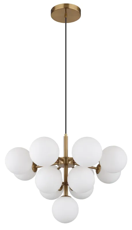 Grappy Ø56 Oro Lámpas de techo De Globo Lighting - Grappy taklampa i guldf&auml;rgad metall blir en stilfull och lyxig detalj i varje rum med sin glamor&ouml;sa design och de 13st opalf&auml;rgade glaskulorna.