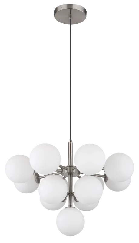 Grappy Ø56 Níquel Lámpas de techo De Globo Lighting - Grappy taklampa blir en stilfull och lyxig detalj i varje rum med sin glamor&ouml;sa design och de 13st opalf&auml;rgade&nbsp;glaskulorna.