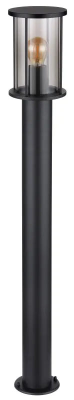 Gracey 100cm Negro balizas De Globo Lighting - Gracey &auml;r en pollare i stilren design, tillverkad av mattsvart rostfritt st&aring;l och har en r&ouml;kf&auml;rgad glassk&auml;rm.