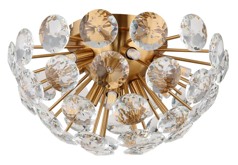 Virina Ø40 Oro plafón De Globo Lighting - Dess eleganta design kombinerar en gyllene metallkropp med en sk&auml;rm av klara kristaller, vilket ger en lyxig och sofistikerad k&auml;nsla till ditt hem.