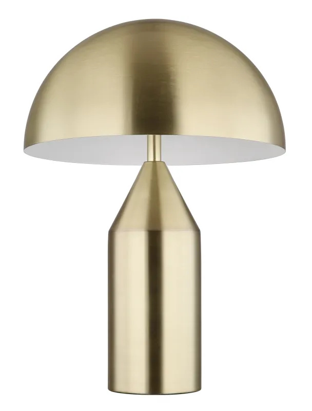 Atoma 40cm Latón lámpara de mesa De Globo Lighting - Sk&auml;rmen i matt m&auml;ssing och vitt skapar en harmonisk kontrast och ger en behaglig ljusspridning.