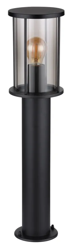 Gracey 60cm Negro balizas De Globo Lighting - Gracey &auml;r en pollare i stilren design, tillverkad av mattsvart rostfritt st&aring;l och har en r&ouml;kf&auml;rgad glassk&auml;rm.