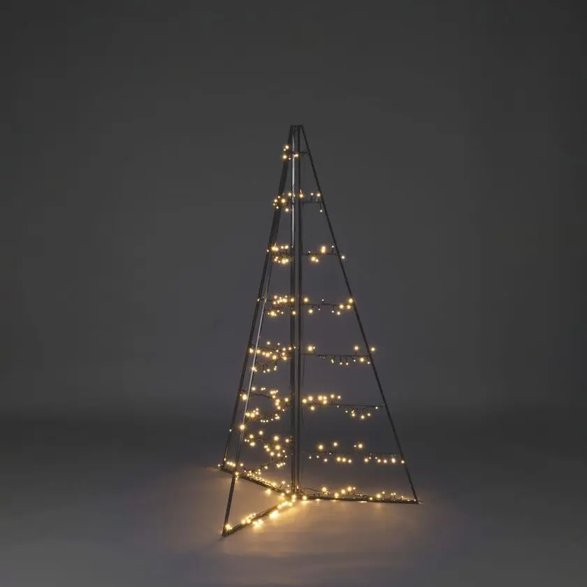 Decoración Metálica Pirámide 150cm Negro De Konstsmide - Con 279 luces LED de color &aacute;mbar c&aacute;lido, difunde un brillo elegante y crea una atm&oacute;sfera m&aacute;gica.