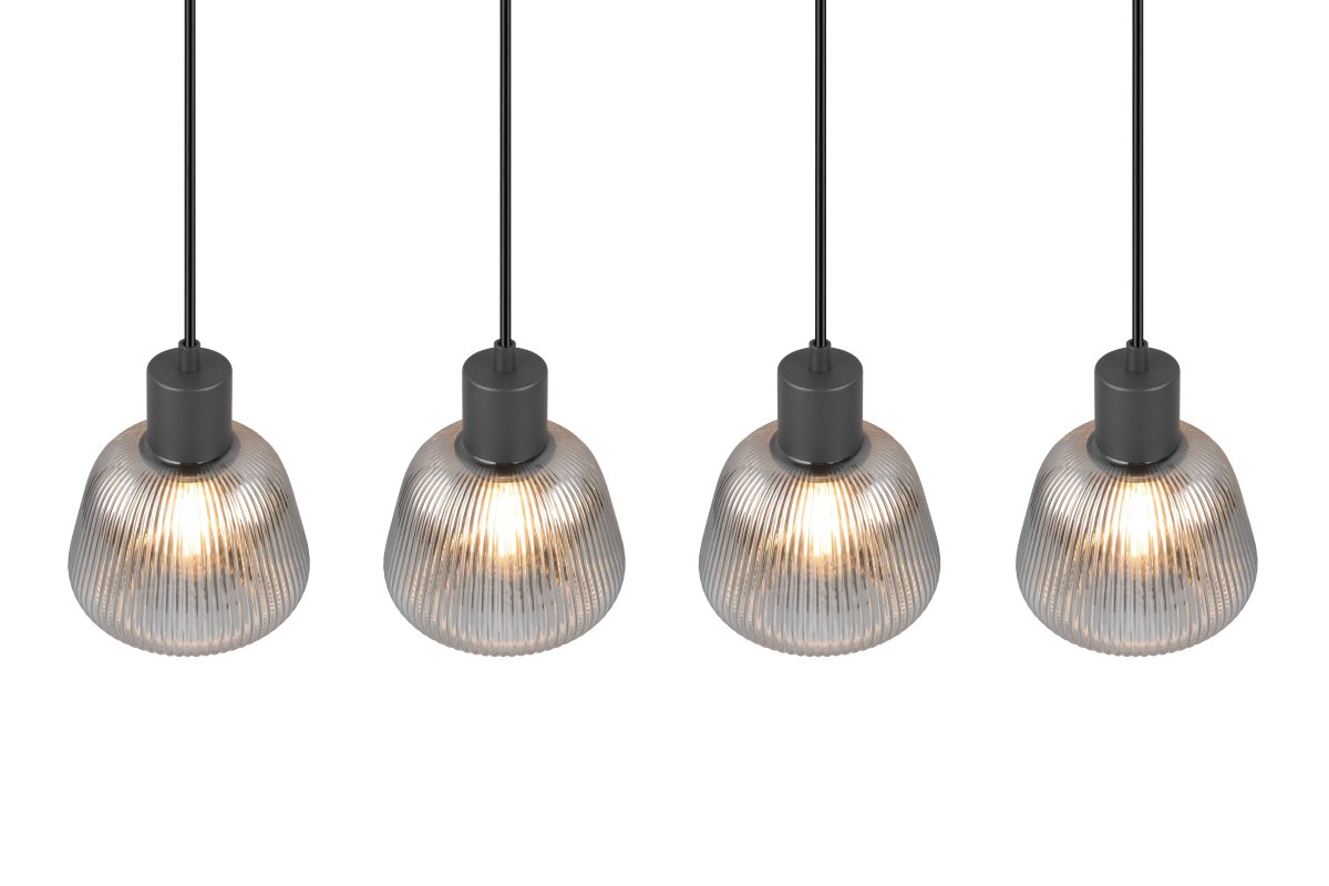 Tarifa 90cm Gris humo Lámpas de techo De Trio Lighting - Su diseño actual la convierte en un punto focal con estilo sobre la mesa del comedor o la encimera de la cocina.