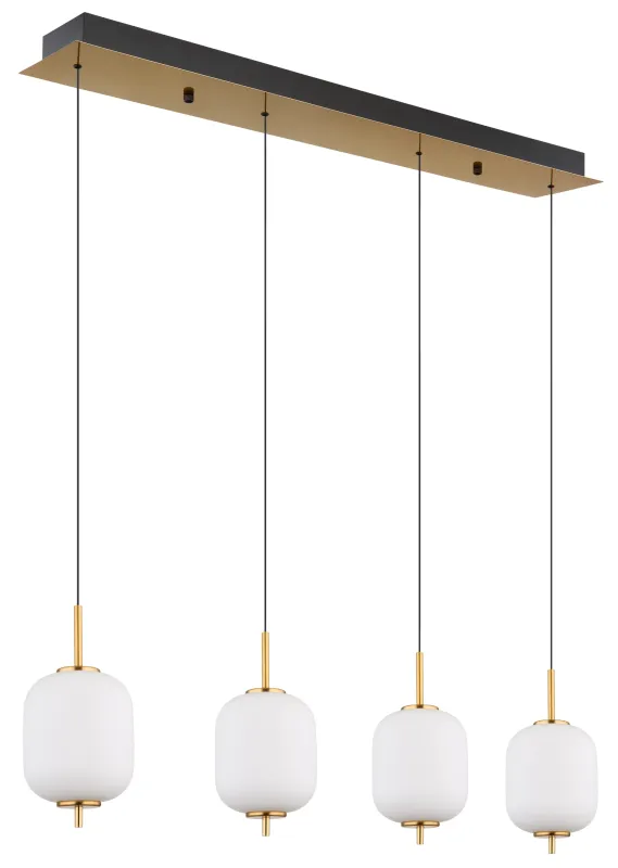 Ewald 95cm Latón Lámpas de techo De Globo Lighting - &nbsp;Lampan &auml;r tillverkad av en exklusiv kombination av m&auml;ssing, mattsvart metall och opalglas, vilket ger en sofistikerad och harmonisk k&auml;nsla.