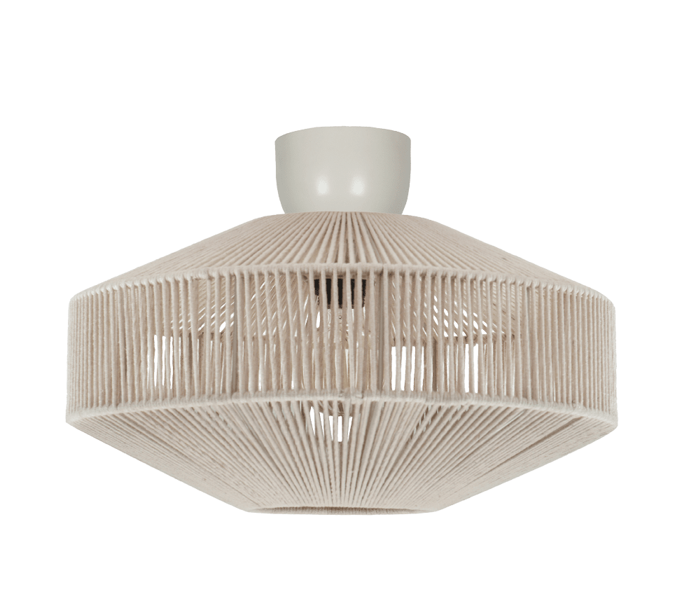 Svea Ø46 Beige plafón De Trio Lighting - Su pantalla de algod&oacute;n cuidadosamente tejida crea un hermoso juego de luz y aporta a la habitaci&oacute;n un ambiente c&aacute;lido y vibrante.