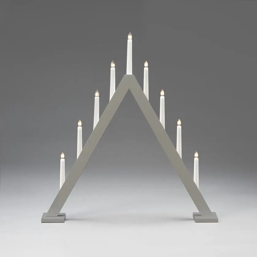 Candelabra 9 Lights Gris De Konstsmide - Crea un ambiente navide&ntilde;o moderno y elegante con este elegante candelabro de Adviento de madera lacada en gris.