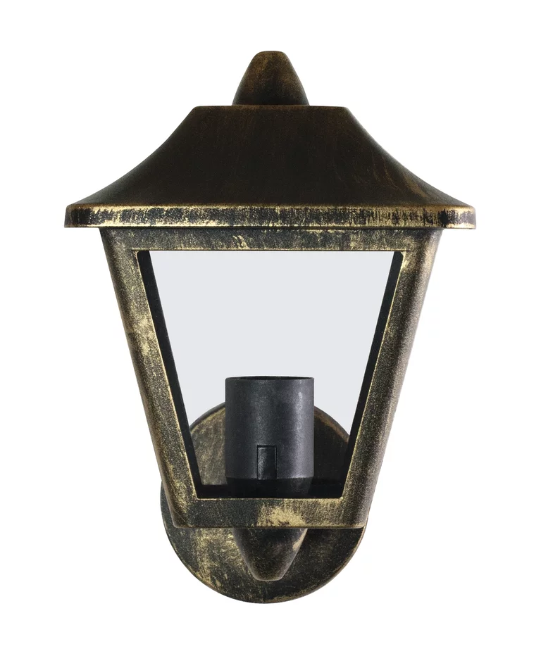 Tradition Negro/dorado lámpara de exterior De Ledvance - Classic Tradition es una elegante l&aacute;mpara de pared con un dise&ntilde;o cl&aacute;sico de linterna, perfecta para crear un ambiente acogedor en entradas, caminos de acceso y fachadas.