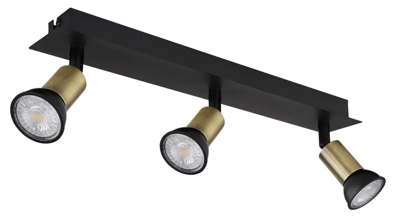 Drew 3 Oro foco de techo De Globo Lighting - Drew &auml;r en stilren takspotlight som imponerar med sin design i mattsvart och guld.