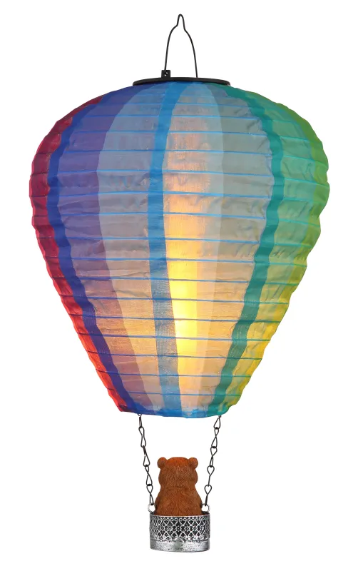 Balloon Multicolor lámpara solar De Globo Lighting - Skapa en lekfull k&auml;nsla i tr&auml;dg&aring;rden med Balloon, en solcellsdriven dekoration inspirerad av en luftballong med en bj&ouml;rn i korgen.