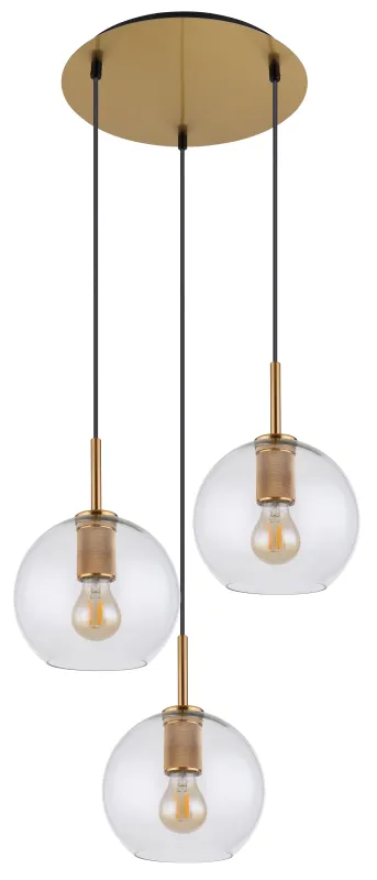 Adara Ø47 Oro Lámpas de techo De Globo Lighting - De tre glasgloberna h&auml;nger i justerbara rep och kan anpassas i h&ouml;jd upp till 1,2 meter, vilket ger flexibilitet i belysningen.