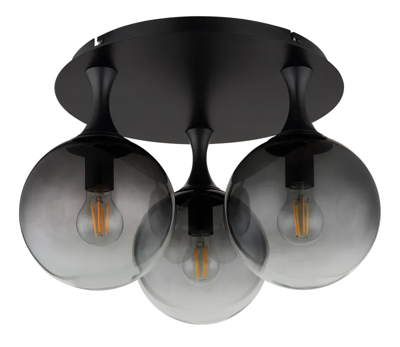 Dalton Ø46 Color humo plafón De Globo Lighting - Dalton plafond&nbsp;har en rund design med tre eleganta klot i en sofistikerad r&ouml;kf&auml;rgad ton.