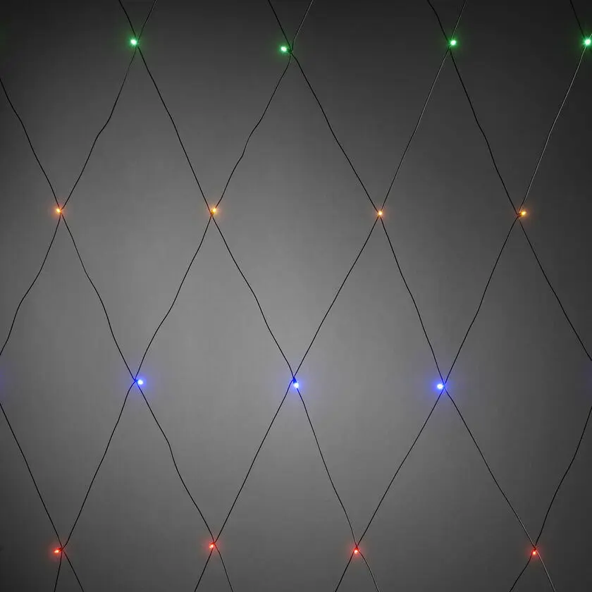 Malla De Luces multi-colour 1,5m Multicolor De Konstsmide - Con sus generosas dimensiones de 2x2 metros y el cable negro, se integra armoniosamente en el entorno.