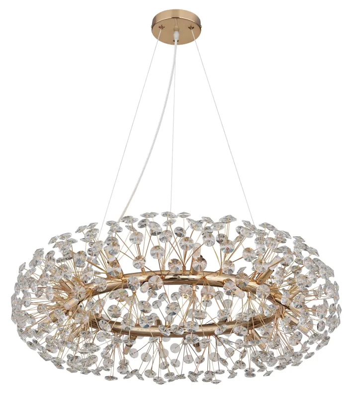 Katrina Ø80 Oro cristal De Globo Lighting - Katrina &auml;r en elegant rund kristallkrona i gyllene metall med gnistrande K9-kristaller som skapar en sofistikerad och lyxig atmosf&auml;r i ditt hem.