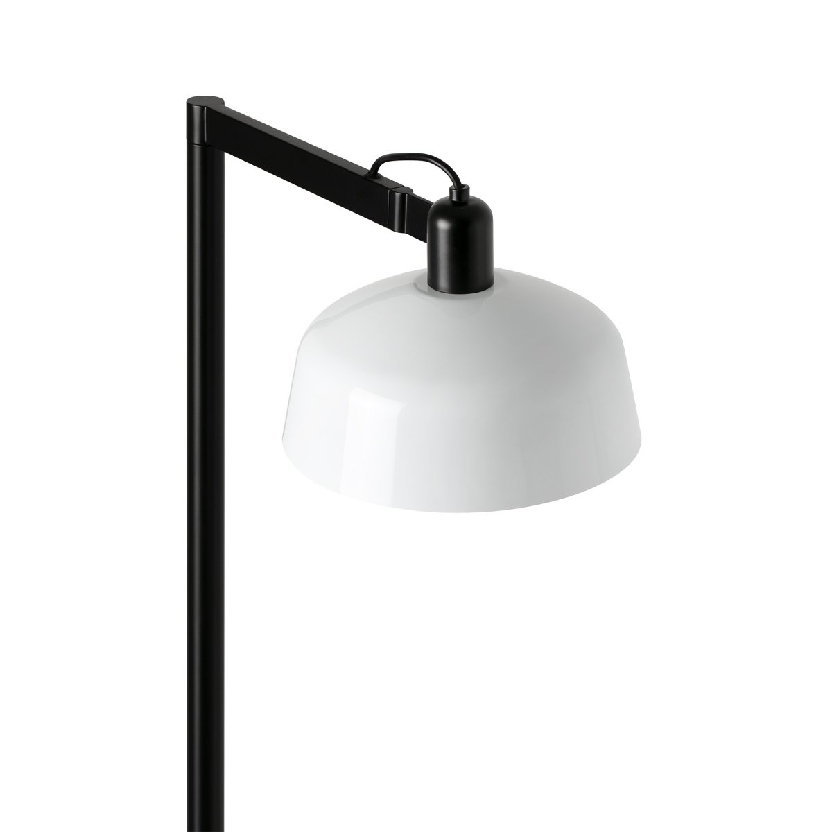 Tatawin Blanco lámpara de pie De Faro Barcelona - Tatawin es una l&aacute;mpara de pie con estructura negra y pantalla met&aacute;lica blanca que proporciona una luz focalizada.
