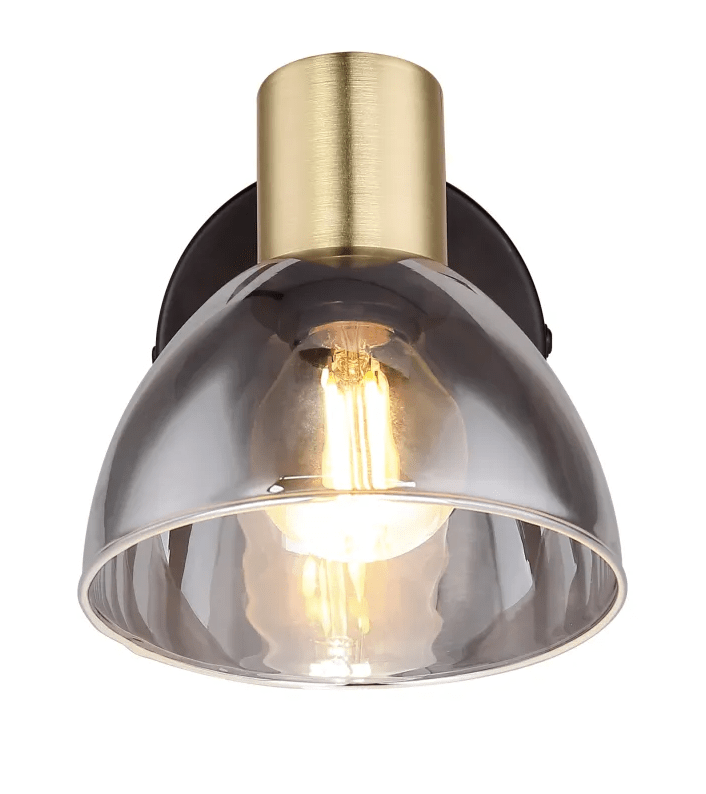 Jay 12cm Negro lámpara de lectura De Globo Lighting - Combina metal negro, acabado mate y cristal ahumado para una apariencia sofisticada, perfecta para la sala de estar, el dormitorio o el pasillo.