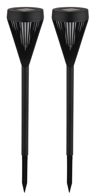 Fire Pack De 2 Negro lámpara solar De Globo Lighting - Crea un ambiente de jard&iacute;n atmosf&eacute;rico con Fire, un paquete de 2 linternas alimentadas con energ&iacute;a solar.