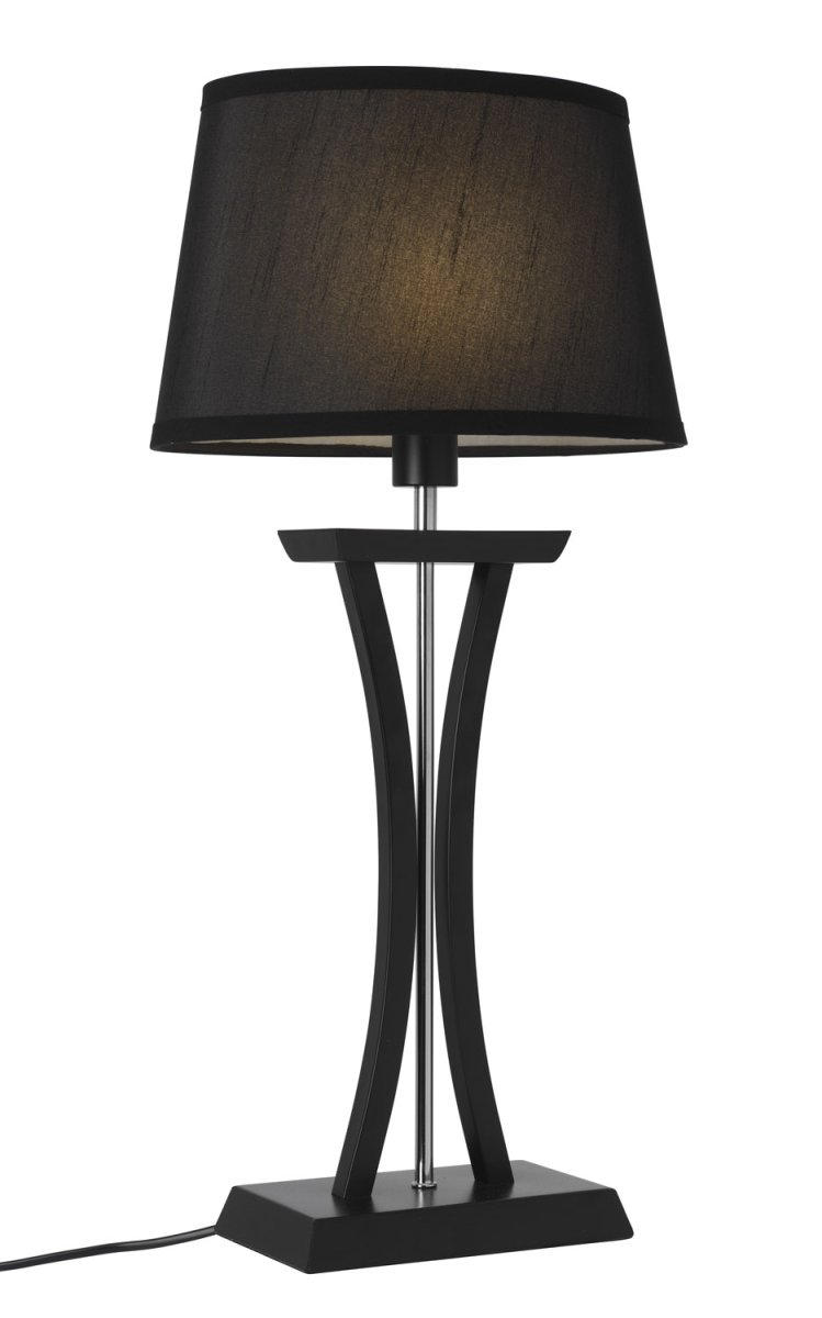 New Chelsea 60cm Negro lámpara de mesa De Cottex - Nueva lámpara de mesa Chelsea XL de madera negra&auml; con detalles cromados y una elegante pantalla ovalada que proporciona una iluminación suave y agradable.