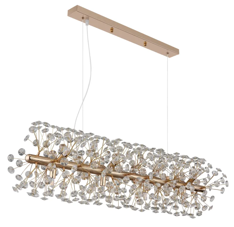 Katrina 90cm Oro cristal De Globo Lighting - Katrina es una elegante lámpara de araña rectangular de cristal, hecha de metal dorado con brillantes cristales K9, que añade un toque sofisticado y lujoso a su hogar.