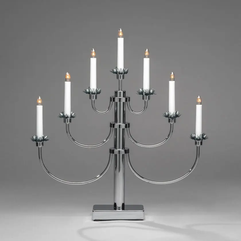 Candelabra 7 Lights Cromo De Konstsmide - Cree una Navidad atmosf&eacute;rica y elegante con este magn&iacute;fico portavelas de Adviento cromado.