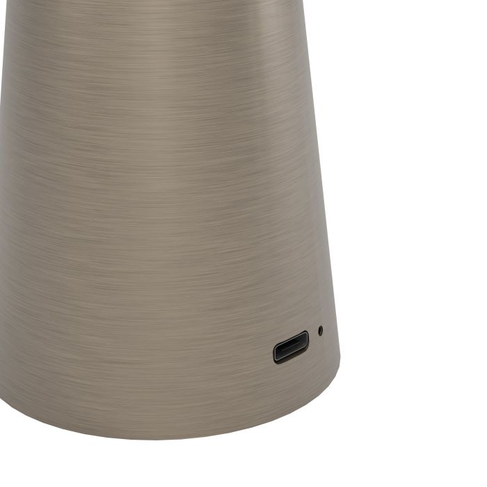 Piccola 28cm Bronce portátil De Eglo - La lámpara se puede controlar cómodamente a través de un regulador táctil y se puede cargar a través de USB, lo que la hace inalámbrica y fácil de llevar consigo.