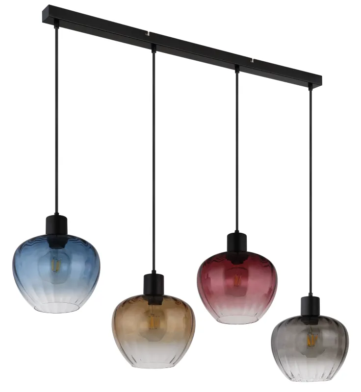 Toy 108cm Multicolor Lámpas de techo De Globo Lighting - Varje glas finns i en av fyra levande f&auml;rger &ndash; r&ouml;d, bl&aring;, b&auml;rnsten och r&ouml;k &ndash; vilket skapar en harmonisk ljusst&auml;mning och ger rummet imponerande f&auml;rgaccenter.