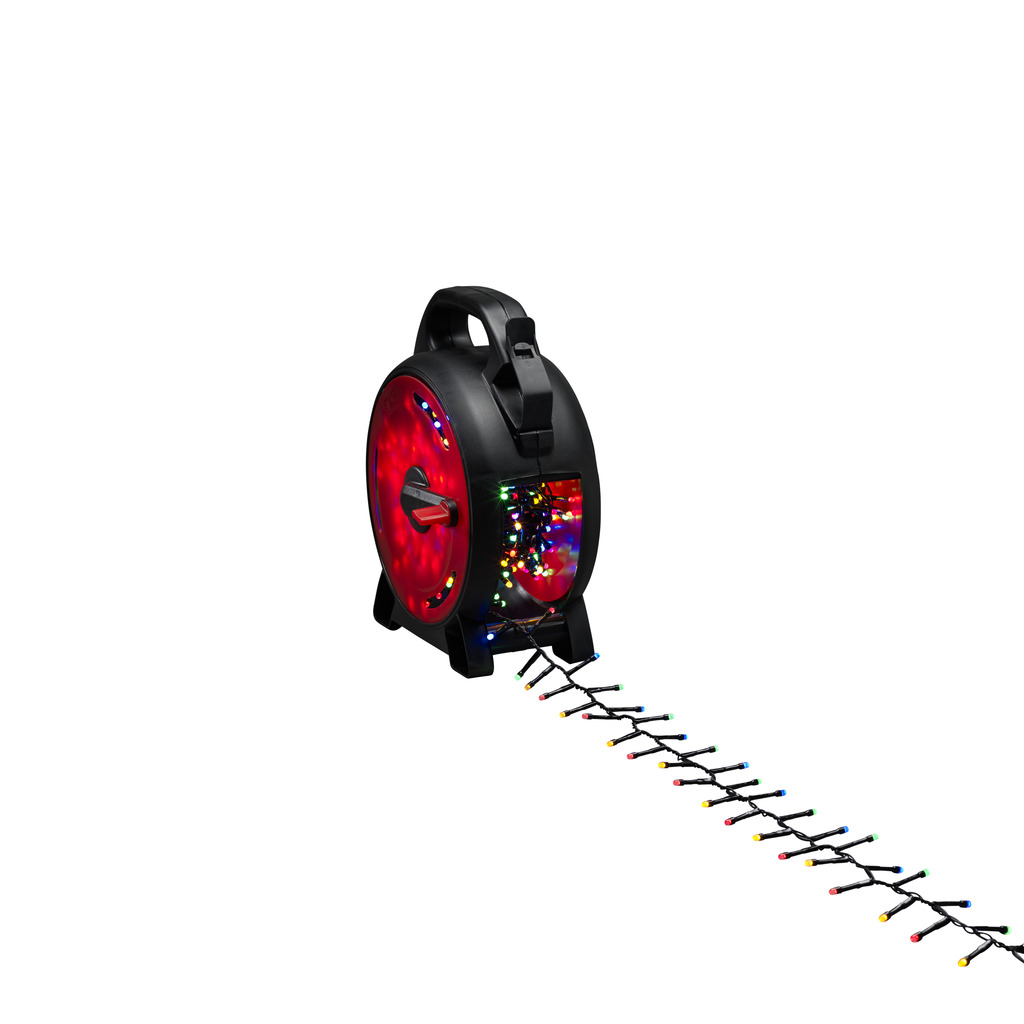 Enrollacable multi-colour 13m Negro De Konstsmide - La cadena ligera del c&uacute;mulo en&aring; El tambor de cable con diodos ubicados muy cerca crea una atm&oacute;sfera atmosf&eacute;rica con una luz suave y colorida, perfecta para el uso diario y las fiestas.