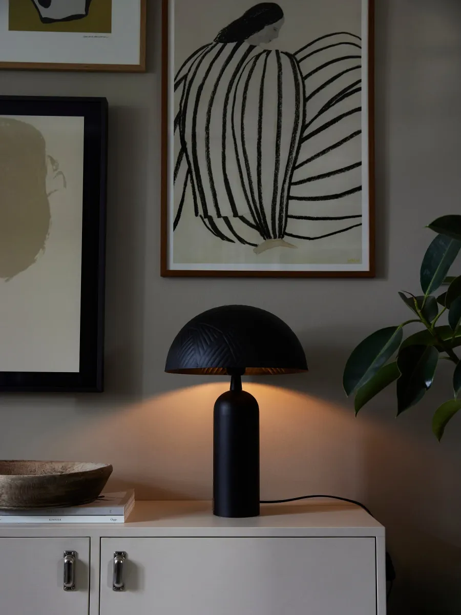 Carter 45cm Negro lámpara de mesa De PR Home - La base de la lámpara mide 35 cm de alto y 10 cm de profundidad, cable de plástico negro de 170 cm con interruptor de encendido aprox.