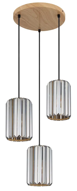 Run Ø35 Color humo Lámpas de techo De Globo Lighting - Kombinationen av metall i tr&auml;utseende och de tre sk&auml;rmarna med r&ouml;kf&auml;rgade K5-kristaller ger en harmonisk ljusspridning och en sofistikerad k&auml;nsla.
