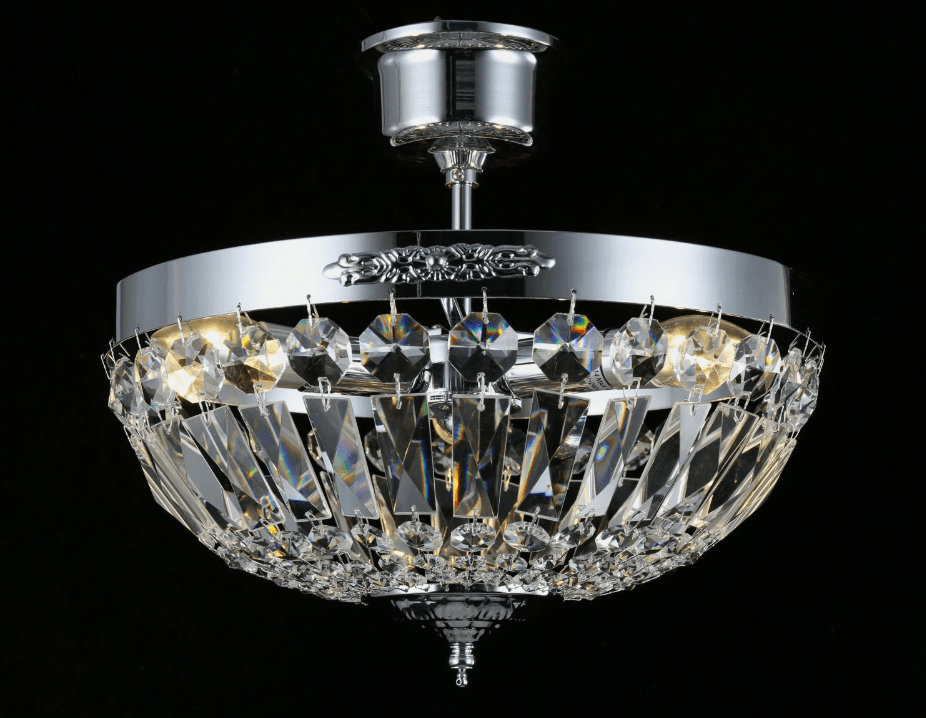 Rhea Ø35 Plata cristal De Norrsken Design - Rhea Chrome es una sofisticada lámpara de techo con un elegante acabado cromado y decorada con exclusivos prismas de cristal K9 de clase 1 cortado a mano.
