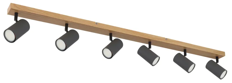 Robby 6 Marrón foco de techo De Globo Lighting - Robby &auml;r en&nbsp;stilren&nbsp;takspotlight som imponerar med sin eleganta design i grafitsvart metall och tr&auml;-look.